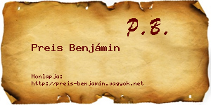 Preis Benjámin névjegykártya